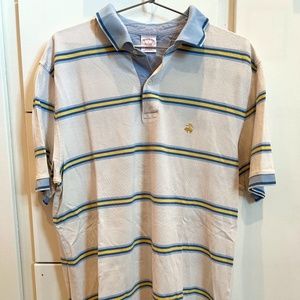 Brooks Brothers Polo White/Blue/Yellow Stripes